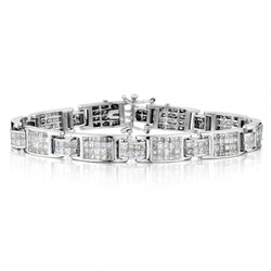 Ladies 14kt White Gold Diamond Bracelet. 9.00ct Tw Princess Cuts