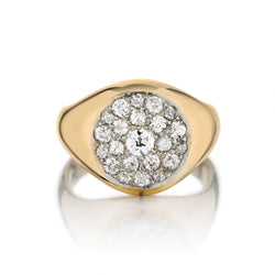 Mens Vintage 14kt Yellow Gold Diamond ring featuring 1.50ct Tw  Mine Cuts.