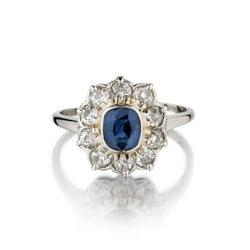 Ladies 18kt W/G Blue Sapphire and Diamond Ring.