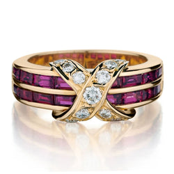 Tiffany & Co Ruby and diamond "X" ring by Paloma Picasso