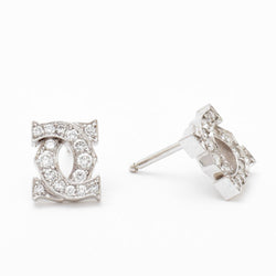 Cartier White Gold And Diamond Double CC Earrings