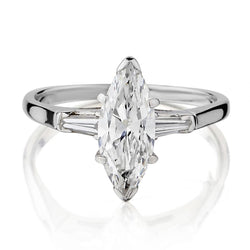1.25 Carat Natural Marquise Cut Diamond White Gold Engagement Ring