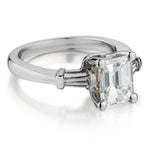 Ladies 18kt white gold Emerald cut diamond ring. 1.50 ct. GIA Certificate