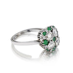 Vintage Diamond and Green Emerald Cluster Ring.