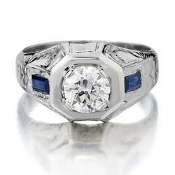 Mens Vintage 14kt White Gold Art Deco  Diamond Ring