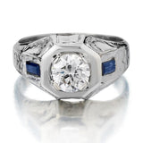 Mens Vintage 14kt White Gold Art Deco  Diamond Ring