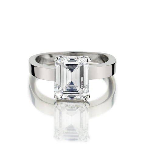 Birks 3.15 Carat Emerald Cut Diamond Cavelti White Gold Ring