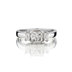 0.85 Carat Princess Cut Diamond White Gold Engagement Ring