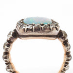 Vintage Old-Mine Cut Diamond & Opal Gold And Silver Ring