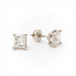 2.07 Total Carat Princess Cut Diamond Stud Earrings