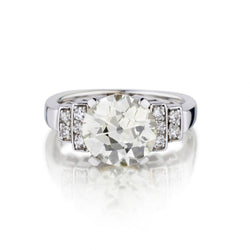 Ladies 18kt W/G Natural Diamond Vintage Ring.  3.15ct European Cut
