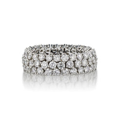Ladies 18kt White Gold Mesh Flexible Diamond Ring. 3.15ct Tw