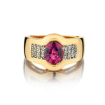 14kt Y/G Pink Tourmaline and Diamond Dress Ring.