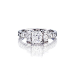 1.02 Carat Princess Cut Canadian Diamond White Gold Engagement Ring