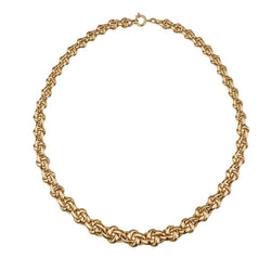 14KT Yellow Gold Knot Design Tapering Link Chain Necklace