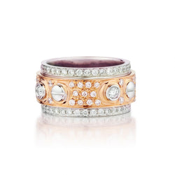 18kt Wide  2 tone Rose and White Gold Diamond Band. 1.60ct Tw