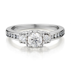 14kt White Gold Past, Present and Future diamond ring. 1.10ct Tw.