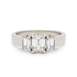 1.02 Carat Emerald Cut Diamond Three-Stone Platinum Ring