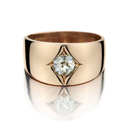 0.55 Carat Old-Mine Cut Diamond Unisex Rose Gold Ring