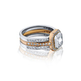 Ladies 18kt White and Rose Gold Diamond Princess Cut Ring .1.85ct Tw