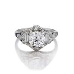 1.40 Carat Old-European Cut Diamond Platinum Engagement Ring