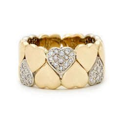 White Gold, Yellow Gold & Pavé Diamond Heart RDV Ring