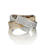 1.00 Carat Total Pave-Set Diamond White And Yellow Gold Cross-Over Ring
