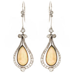 Vintage Opal And Diamond Drop Earrings