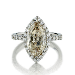 2.10 Carat Marquise Cut Diamond Platinum Halo-Set Ring