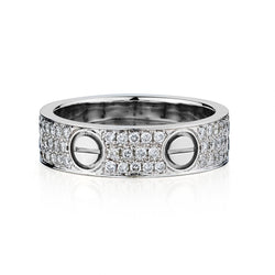18kt White Gold inspired "Love" Ring with Diamonds.