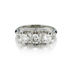 Ladies Vintage 18kt W/G 3-Stone Diamond Ring. Circa 1950's
