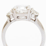 3.02 Carat Cushion Cut Diamond Three-Stone Engagement Ring
