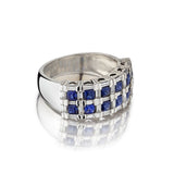 Ladies Custom Made Diamond and Blue Sapphire Ring.