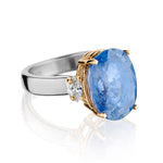 Platinum Oval Blue Sapphire and Diamond Ring.