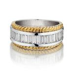 2.00 Carat Total Weight Baguette Cut Two-Tone Rope Edge Band