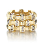 Stackable 18KT Yellow Gold And Round Brilliant Cut Diamond Rings