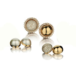 Three-In-One Pair Of Diamonds, Pearl, 14kt yellow Gold Stud Earrings.