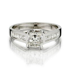 0.93 Carat Princess Cut Diamond White Gold Engagement Ring