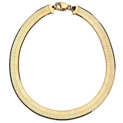 14KT Yellow Gold Italian-Made Herringbone Choker Necklace