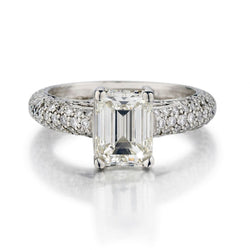 Ladies 2.05 Carat Emerald Cut Diamond Platinum Ring