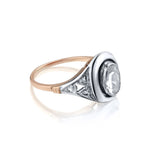 Victorian Diamond Ring set with an Oval Rose Cut Diamond. Silver & 14kt Rose Gold
