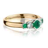 Birks 18kt  and Plat Diamond and Genuine Green Emerald Ring.