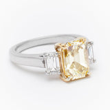 2.32 Carat Natural Fancy Yellow Emerald Cut Diamond Ring