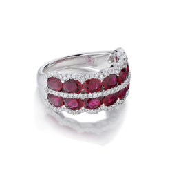 4.00 Carat 18KT Rose Gold Ruby And Diamond Band White Gold