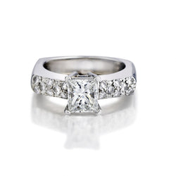 1.22 Carat Princess Cut Diamond White Gold Engagement Ring