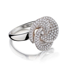 Birks 18KT White Gold Pave-Set Diamond Swirl Cocktail Ring