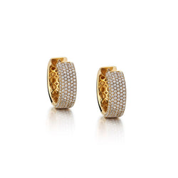2.55 Carat Total Pave-Set Round Brilliant Cut Gold Hoop Earrings