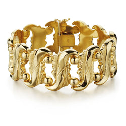 Retro-Era 18KT Yellow Gold European-Made Bold And Ornate Bracelet