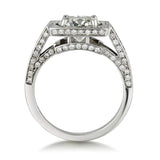 1.70 Carat Round Brilliant Cut Diamond White Gold Halo Set Ring