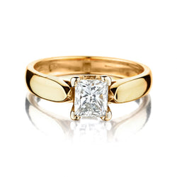 1.01 Carat Princess Cut Diamond Solitaire Yellow Gold Ring